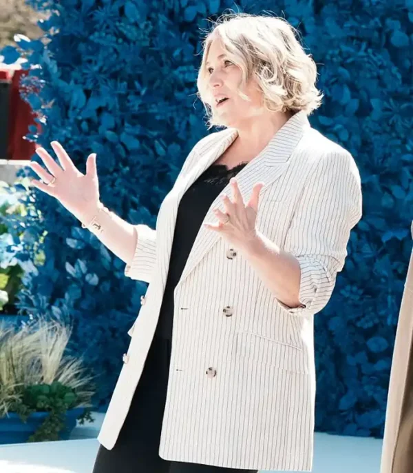 On Brand with Jimmy Fallon Emily Trent White Stripe Blazer