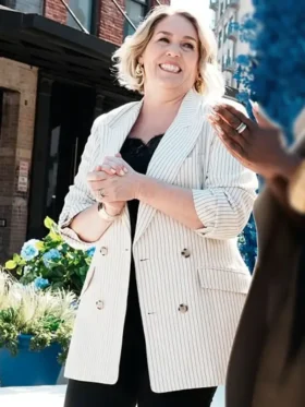 On Brand with Jimmy Fallon Emily Trent Stripe Blazer