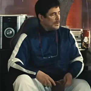 One Battle After Another Benicio del Toro Blue Jacket For Sale