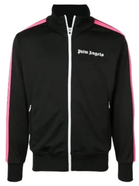 Palm Angels Black and Pink Track Jacket Back
