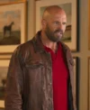 Peacemaker S02 David Denman Brown Leather Jacket Front