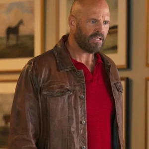 Peacemaker S02 David Denman Brown Leather Jacket Front