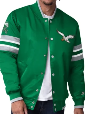 Philadelphia Eagles Green Satin Jacket Back