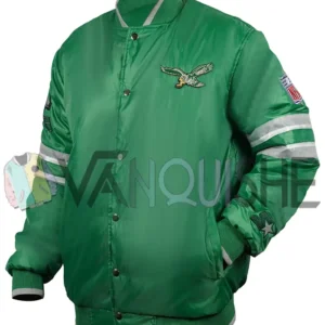 Philadelphia Eagles Green Satin Jacket left