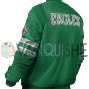 Philadelphia Eagles Green Satin Jacket left back