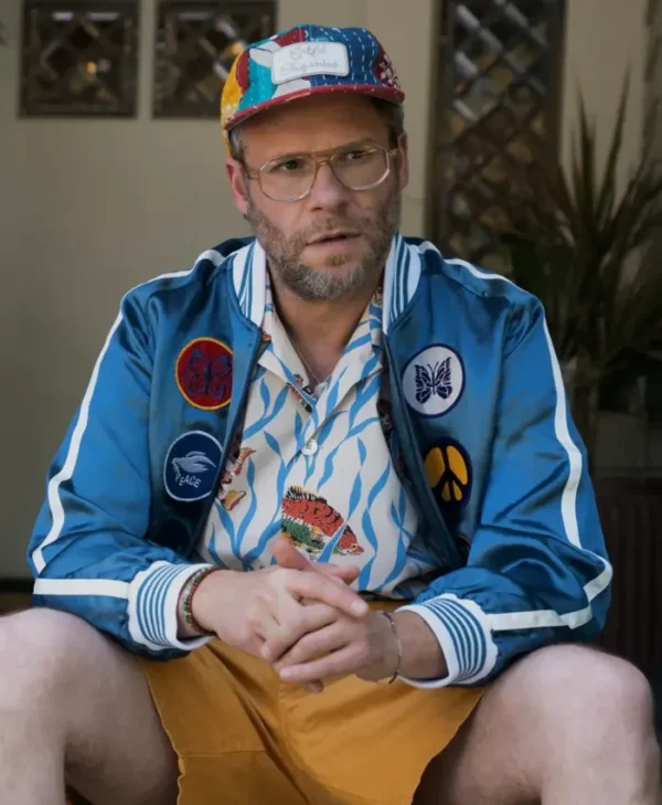 Platonic S02 Seth Rogen Blue Bomber Jacket Front