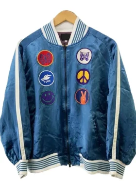 Platonic S02 Seth Rogen Blue Bomber Jacket Back