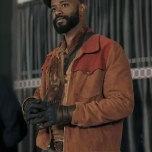 Play Dirty LaKeith Stanfield Brown Suede Leather Jacket Side