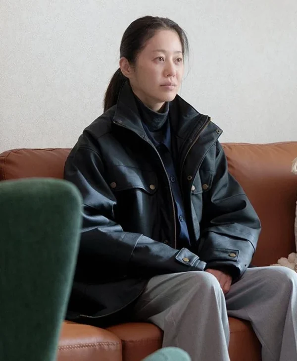 Queen Mantis S01 Go Hyun-jung Black Leather Jacket