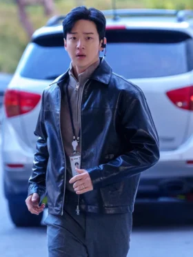 Queen Mantis S01 Jang Dong-yoon Black Leather Jacket Side