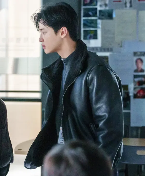 Queen Mantis S01 Jang Dong-yoon Shearling Leather Jacket Back
