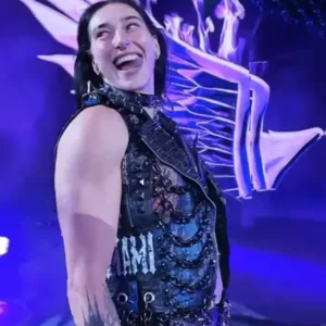 Rhea Ripley Crown Jewel Black Leather Jacket Front