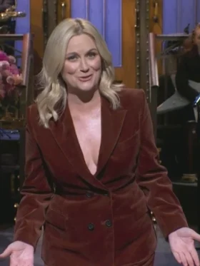 SNL Amy Poehler Maroon Blazer Front