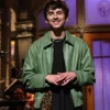 SNL Timothée Chalamet Green Leather Jacket Front