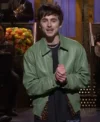 SNL Timothée Chalamet Green Leather Jacket Back