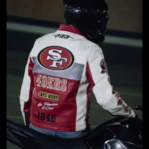 San Francisco 49ers Moto Jacket Back Look