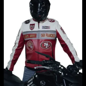 San Francisco 49ers Moto Jacket Front Look