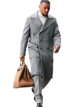 Saquon Barkley Grey Wool Coat Mens Front Look