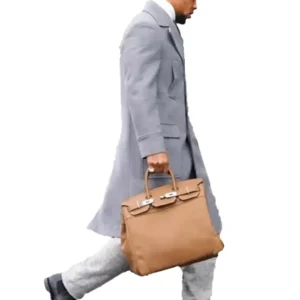 Saquon Barkley Grey Wool Coat Mens Side look