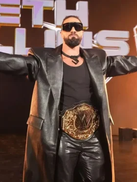 Seth Rollins Monday Night Raw Leather Coat Side