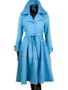 She the People 2025 Terri J. Vaughn Alligator Emboss Blue Coat Front look