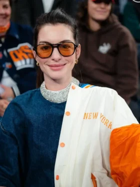 Shop Anne Hathaway Knicks Jacket