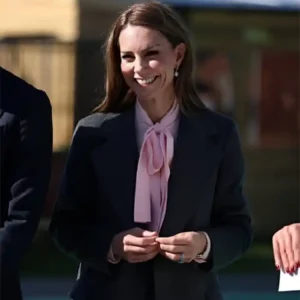 Southport 2025 Visit Kate Middleton Gray Wool Coat