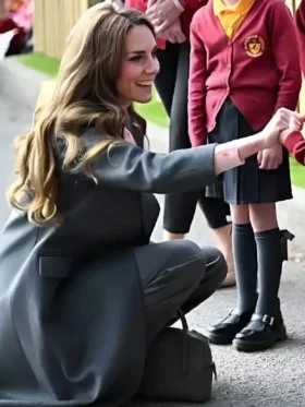 Southport 2025 Visit Kate Middleton Gray Wool Coat