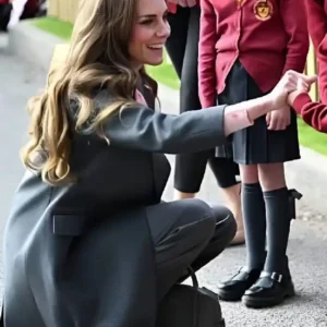 Southport 2025 Visit Kate Middleton Gray Wool Coat