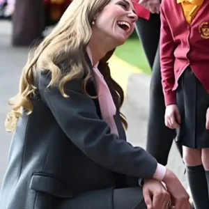 Southport 2025 Visit Kate Middleton Gray Wool Coat