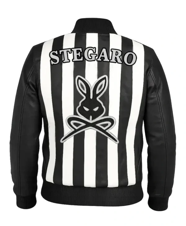 Stegaro Retro Striped Black Leather Jacket