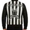 Stegaro Retro Striped Leather Jacket Black