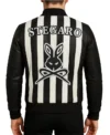 Stegaro Retro Striped Leather Jacket Black