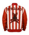 Stegaro Retro Striped Leather Jacket Red