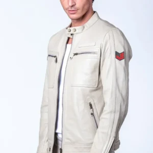 Steve McQueen Dennis 2 ECRU Leather Jacket Front look