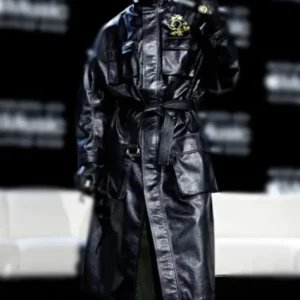 Super Bowl 2024 Halftime Show Usher Black Leather Coat Front Look