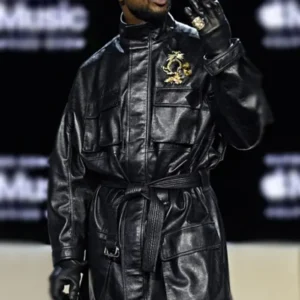 Super Bowl 2024 Halftime Show Usher Black Leather Coat