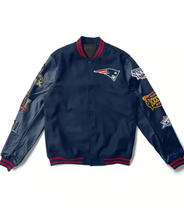 Super Bowl 6X Champions New England Varsity Jacket Back