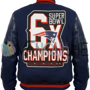 Super Bowl 6X Champions New England Varsity Jacket back