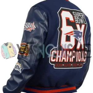 Super Bowl 6X Champions New England Varsity Jacket left back
