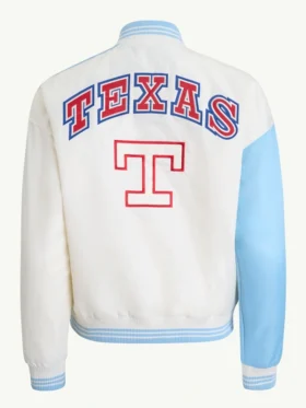 Texas Rangers Satin Varsity Jacket Back