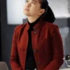 The Blacklist S9 Laura Sohn Red Wool Jacket Front Look