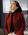 The Blacklist S9 Laura Sohn Red Wool Jacket Front Look