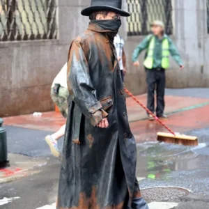 The Bride Christian Bale Black Leather Coat Front