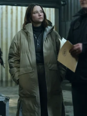 The Last Frontier S01 Haley Bennett Puffer Hooded Coat Side