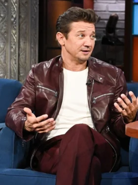 The Late Show With Stephen Colbert Jeremy Renner Leather Jacket