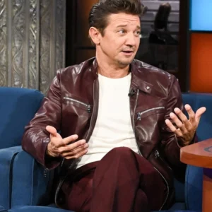 The Late Show With Stephen Colbert Jeremy Renner Leather Jacket