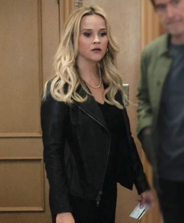 The Morning Show S04 Bradley jackson Black Leather Jacket Front