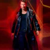 The Running Man Glen Powell Leather Coat Side