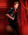 The Running Man Glen Powell Leather Coat